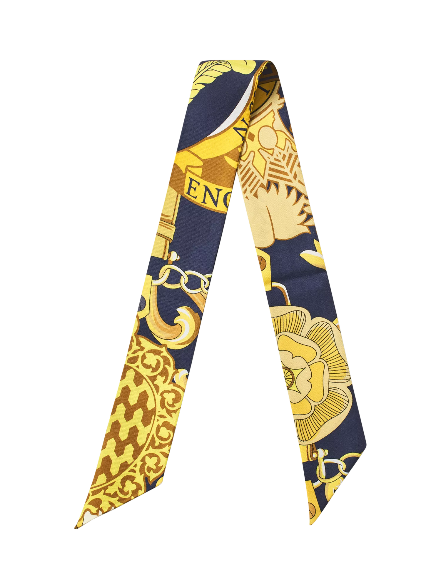 Aspinal of London silk scarf navy multi, imported from the UK