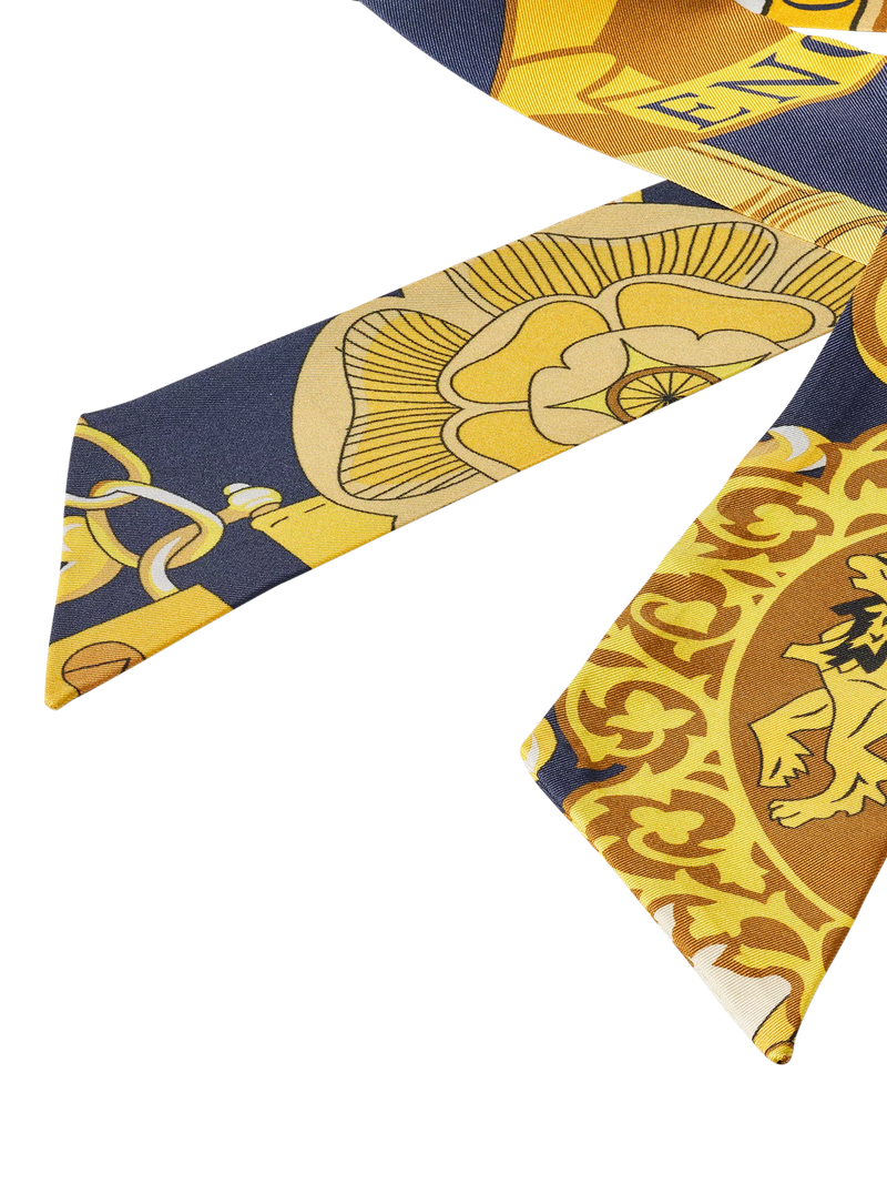 Aspinal of London silk scarf navy multi, imported from the UK
