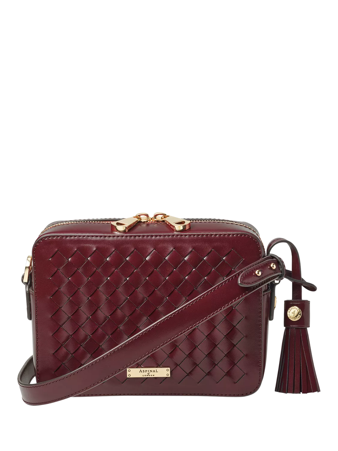 Aspinal of London woven leather crossbody camera bag, UK version