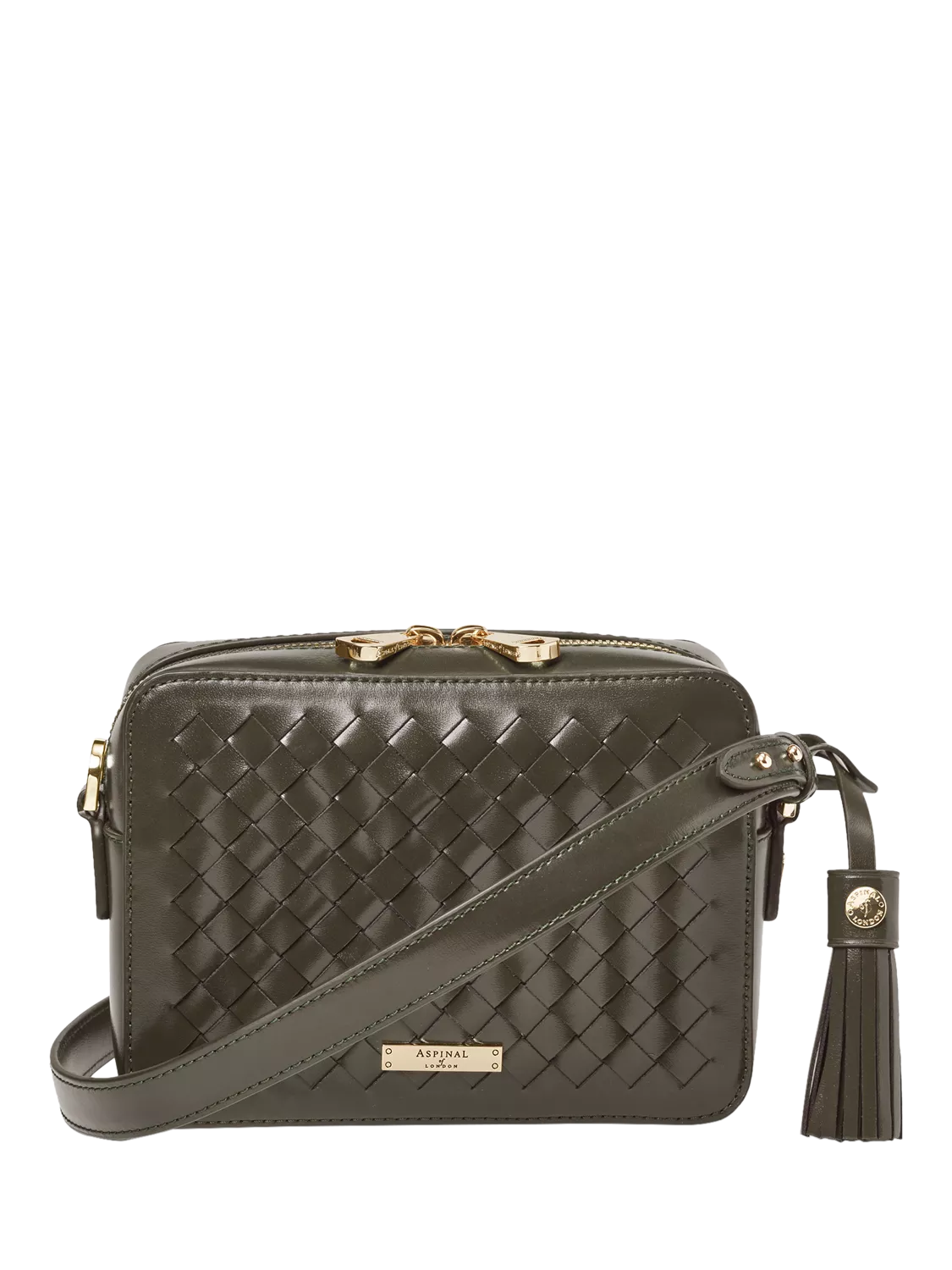 Aspinal of London Leather Camera Crossbody Bag, Evergreen