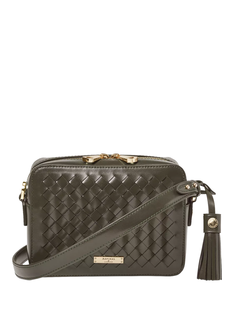 Aspinal of London Leather Camera Crossbody Bag, Evergreen