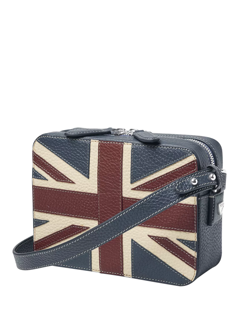 Aspinal of London leather crossbody camera bag with Union Jack design - British product
