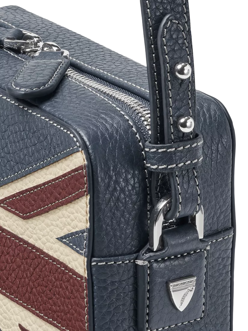 Aspinal of London leather crossbody camera bag with Union Jack design - British product