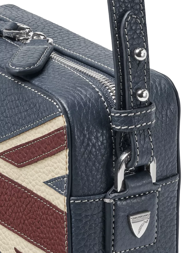 Aspinal of London leather crossbody camera bag with Union Jack design - British product