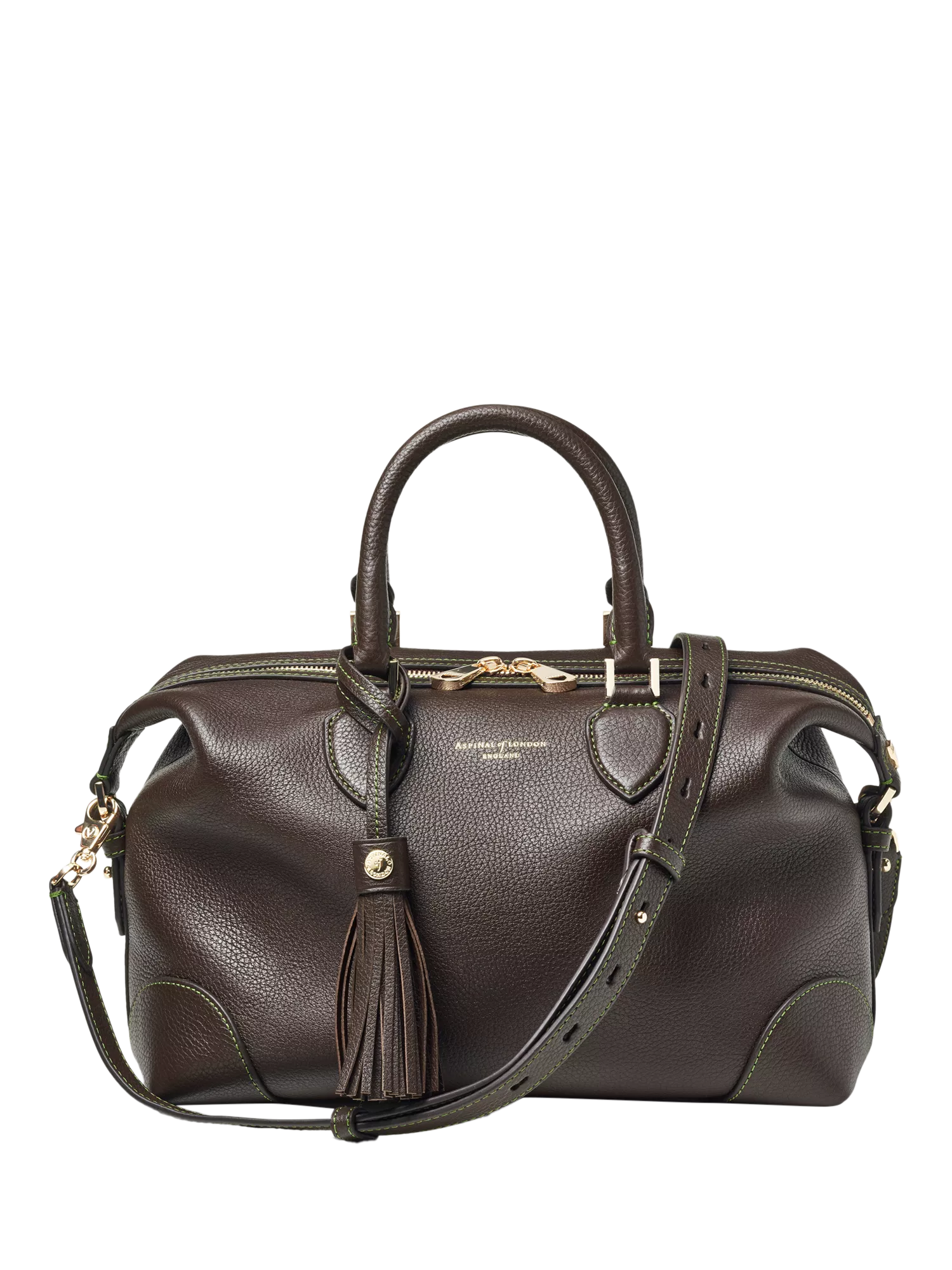 Aspinal of London dark brown pebble leather midi bag (British brand)