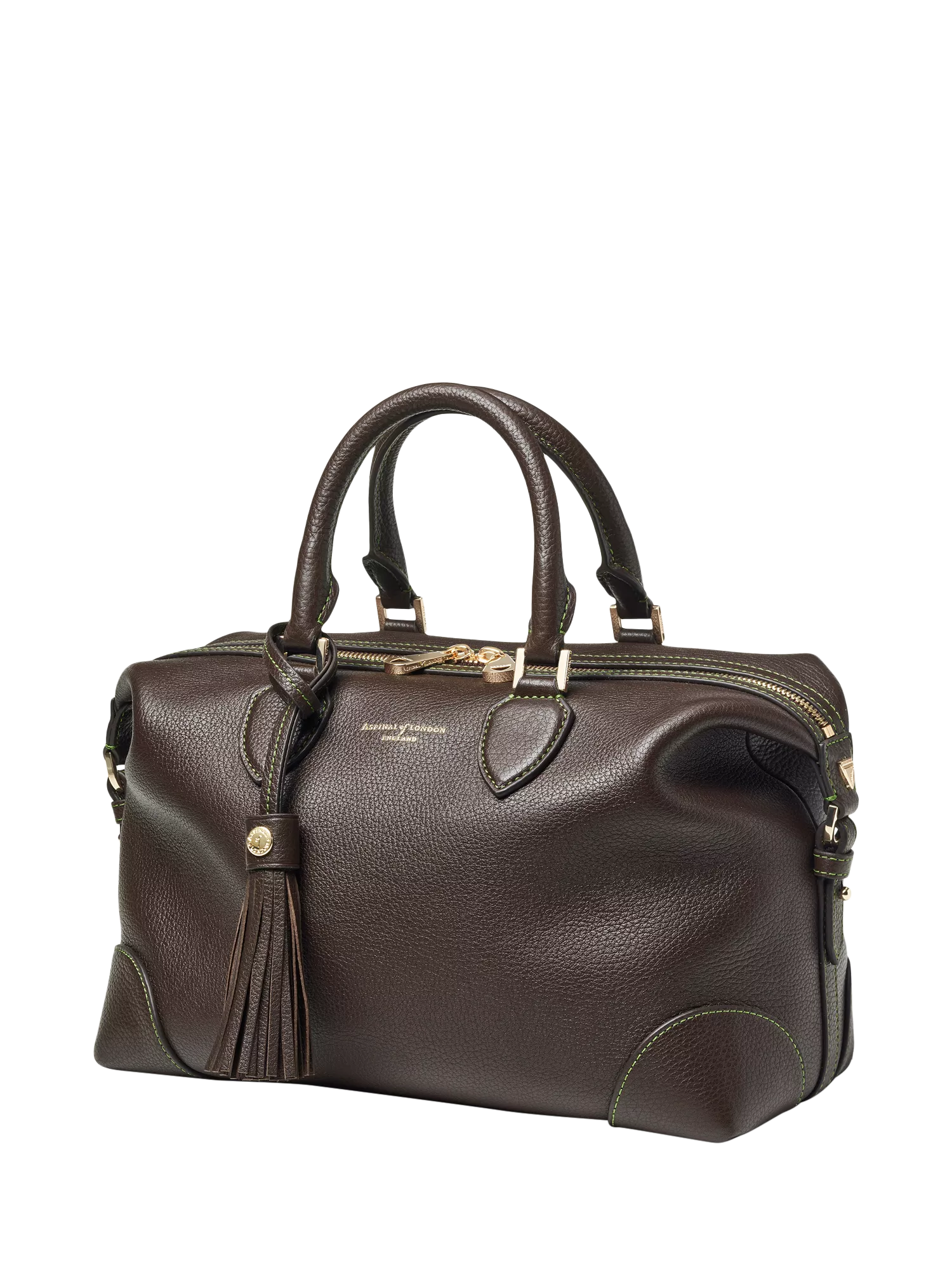 Aspinal of London dark brown pebble leather midi bag (British brand)