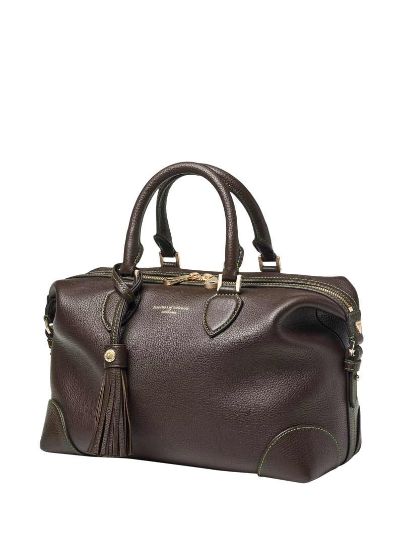 Aspinal of London dark brown pebble leather midi bag (British brand)