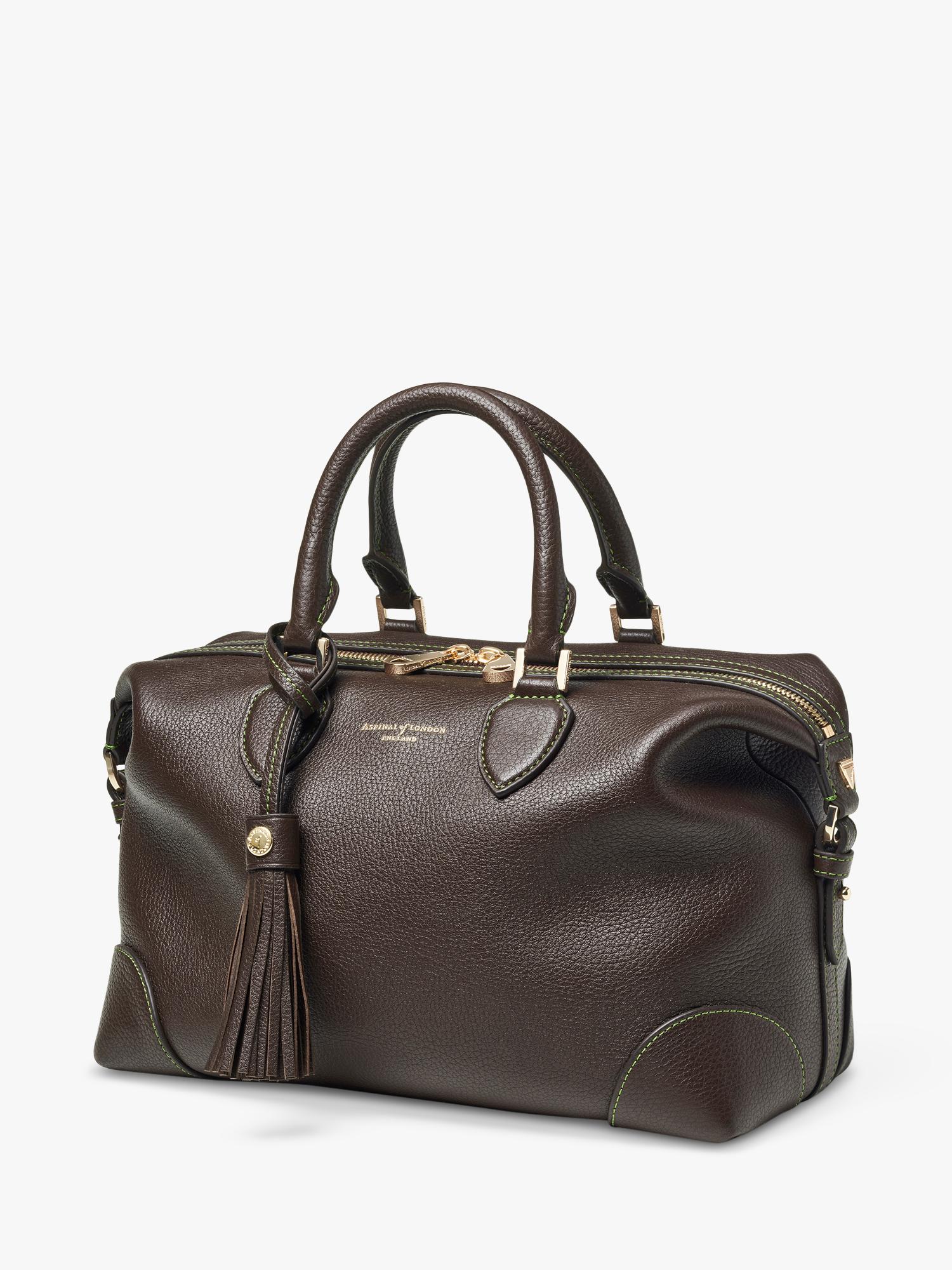 Aspinal of London dark brown pebble leather midi bag (British brand)