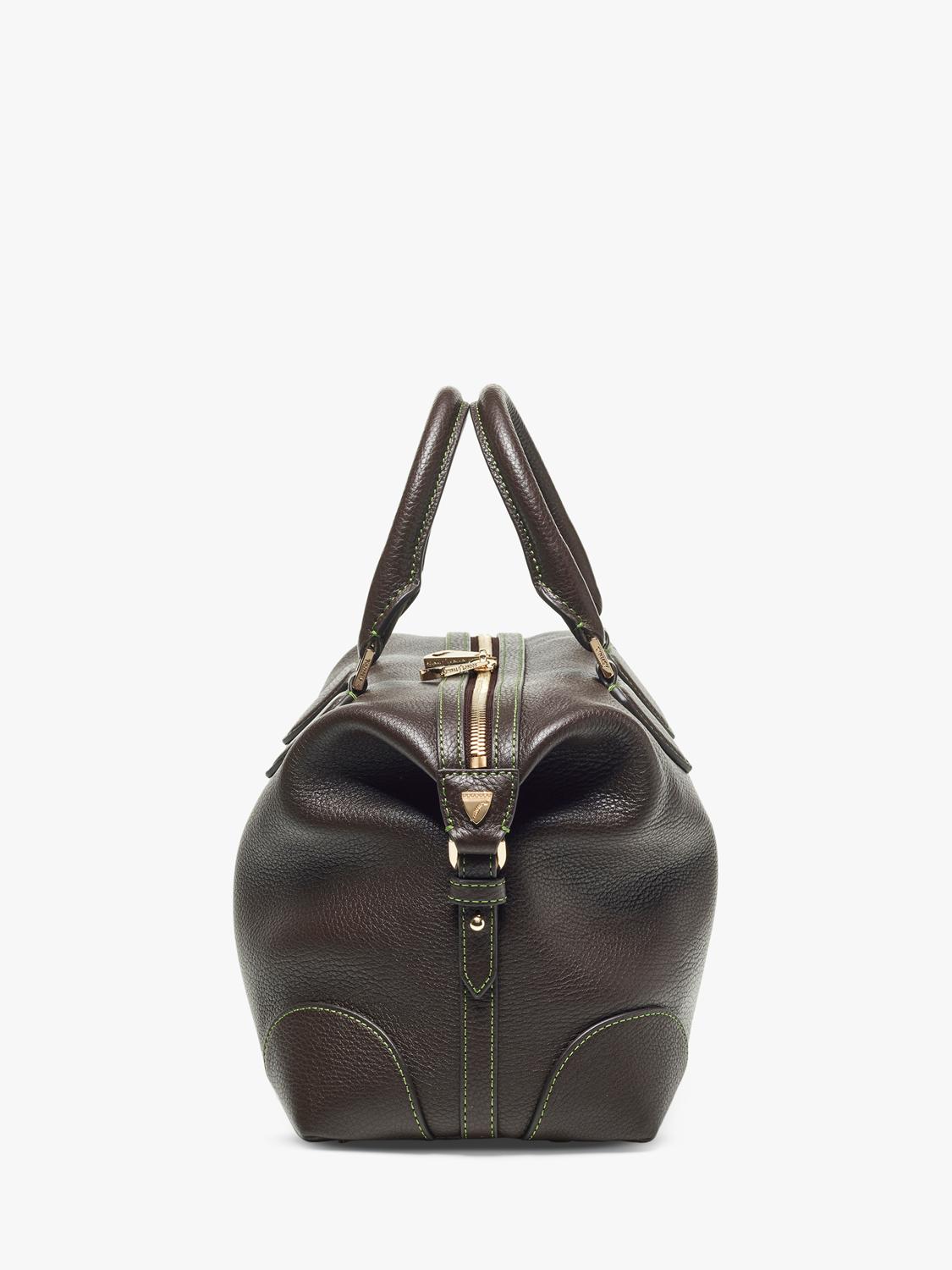 Aspinal of London dark brown pebble leather midi bag (British brand)