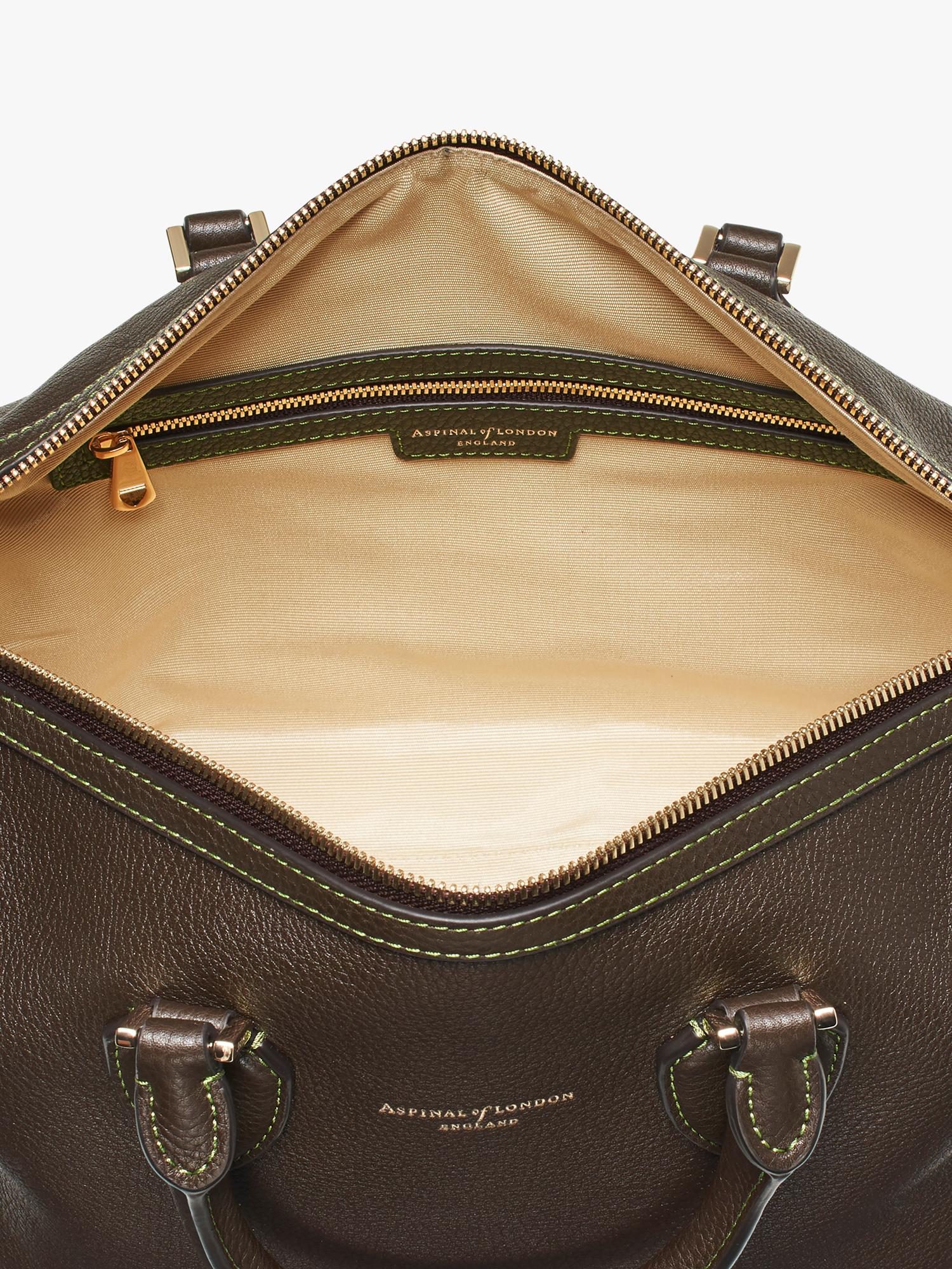 Aspinal of London dark brown pebble leather midi bag (British brand)