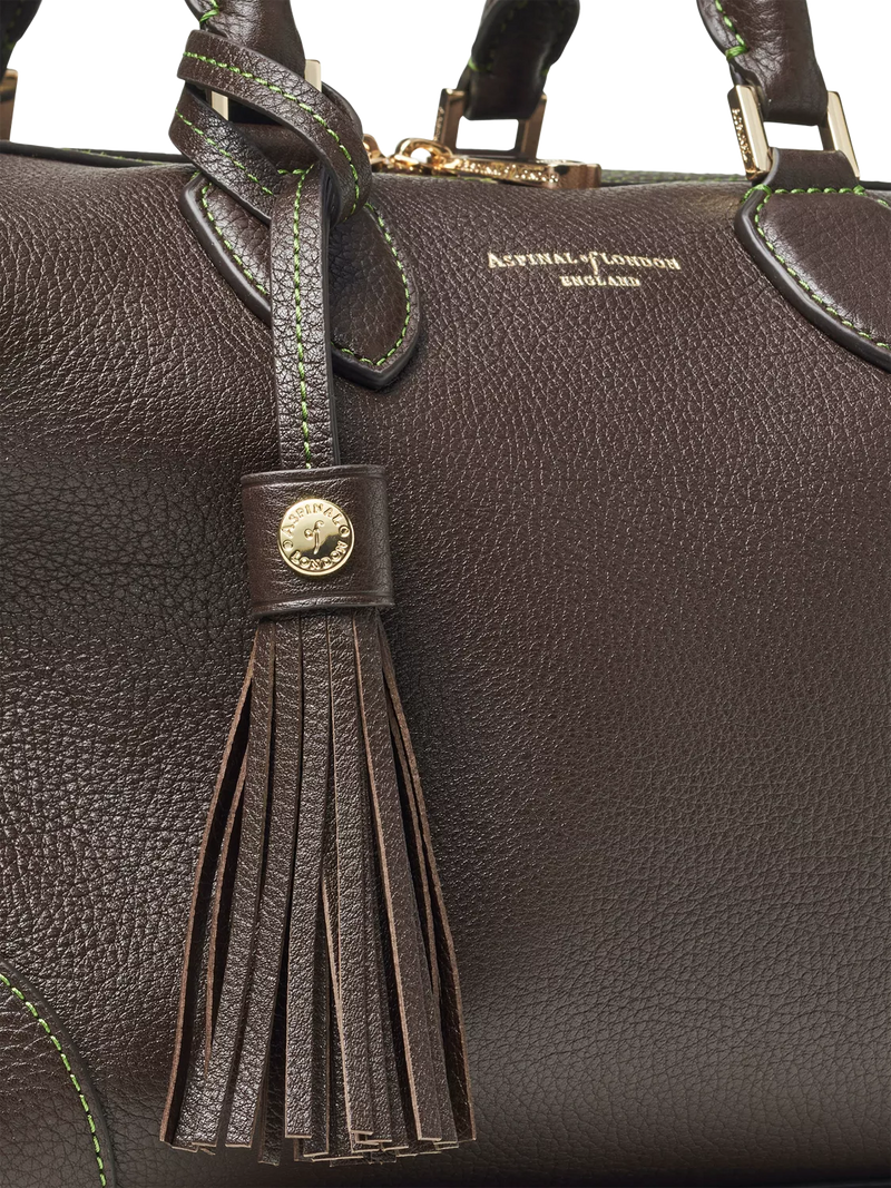 Aspinal of London dark brown pebble leather midi bag (British brand)