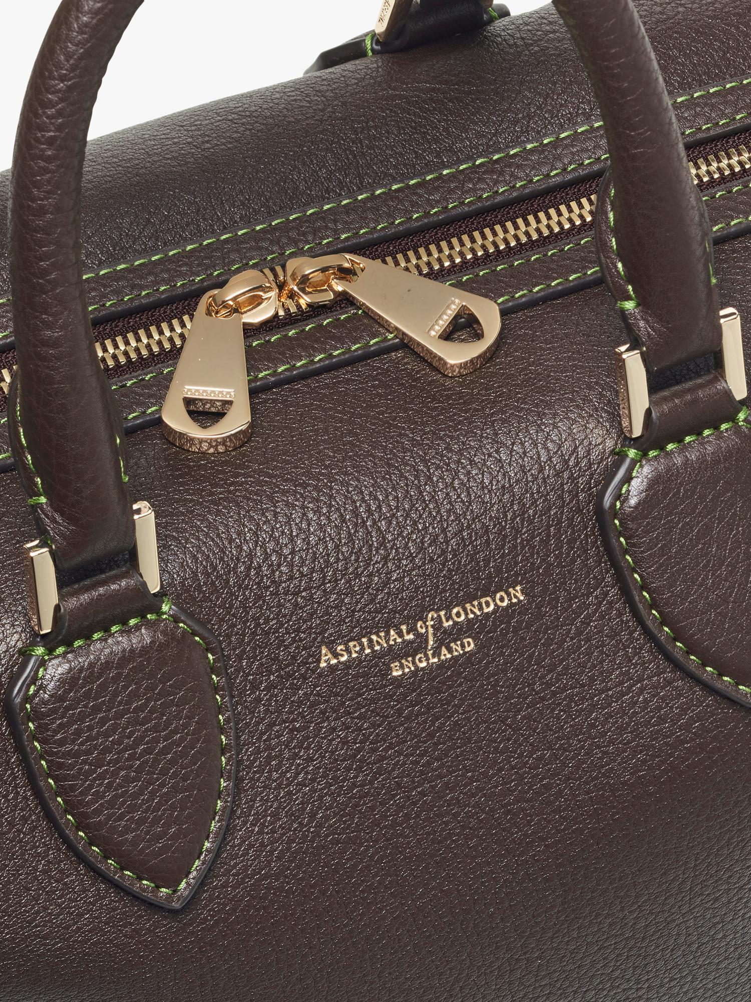 Aspinal of London dark brown pebble leather midi bag (British brand)