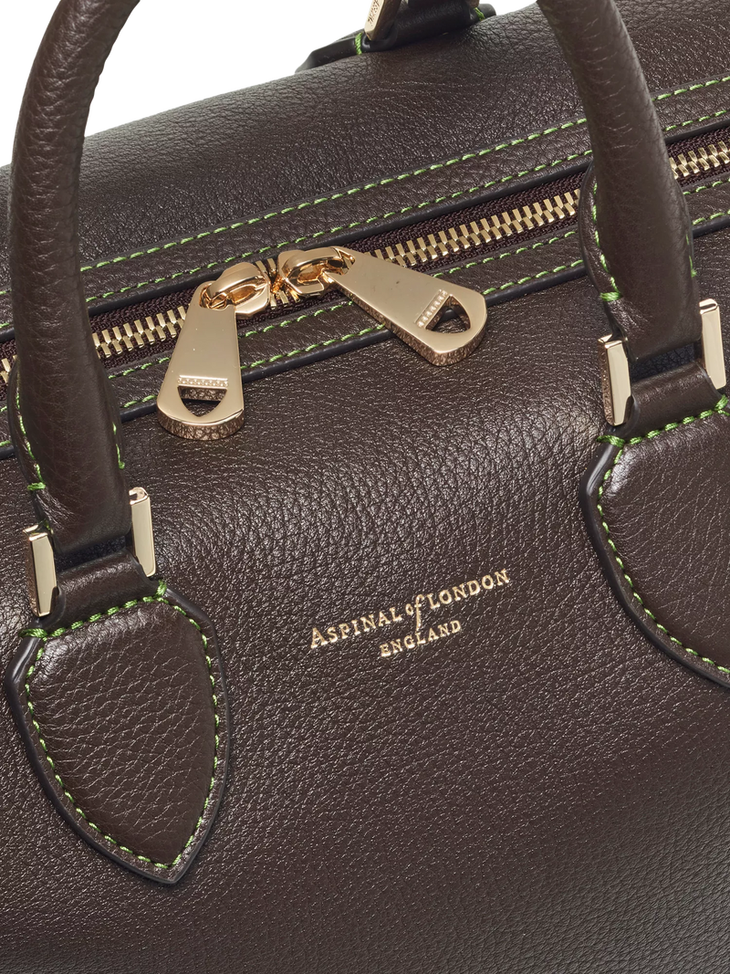Aspinal of London dark brown pebble leather midi bag (British brand)