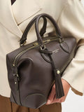 Aspinal of London dark brown pebble leather midi bag (British brand)