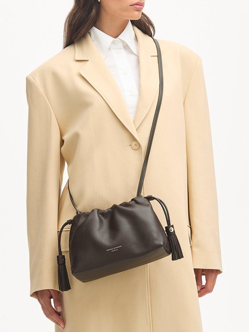 Aspinal of London Soho pebble leather large crossbody pouch - British product