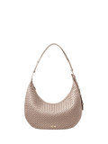 Aspinal of London taupe crescent shoulder bag with slot weave (British brand)