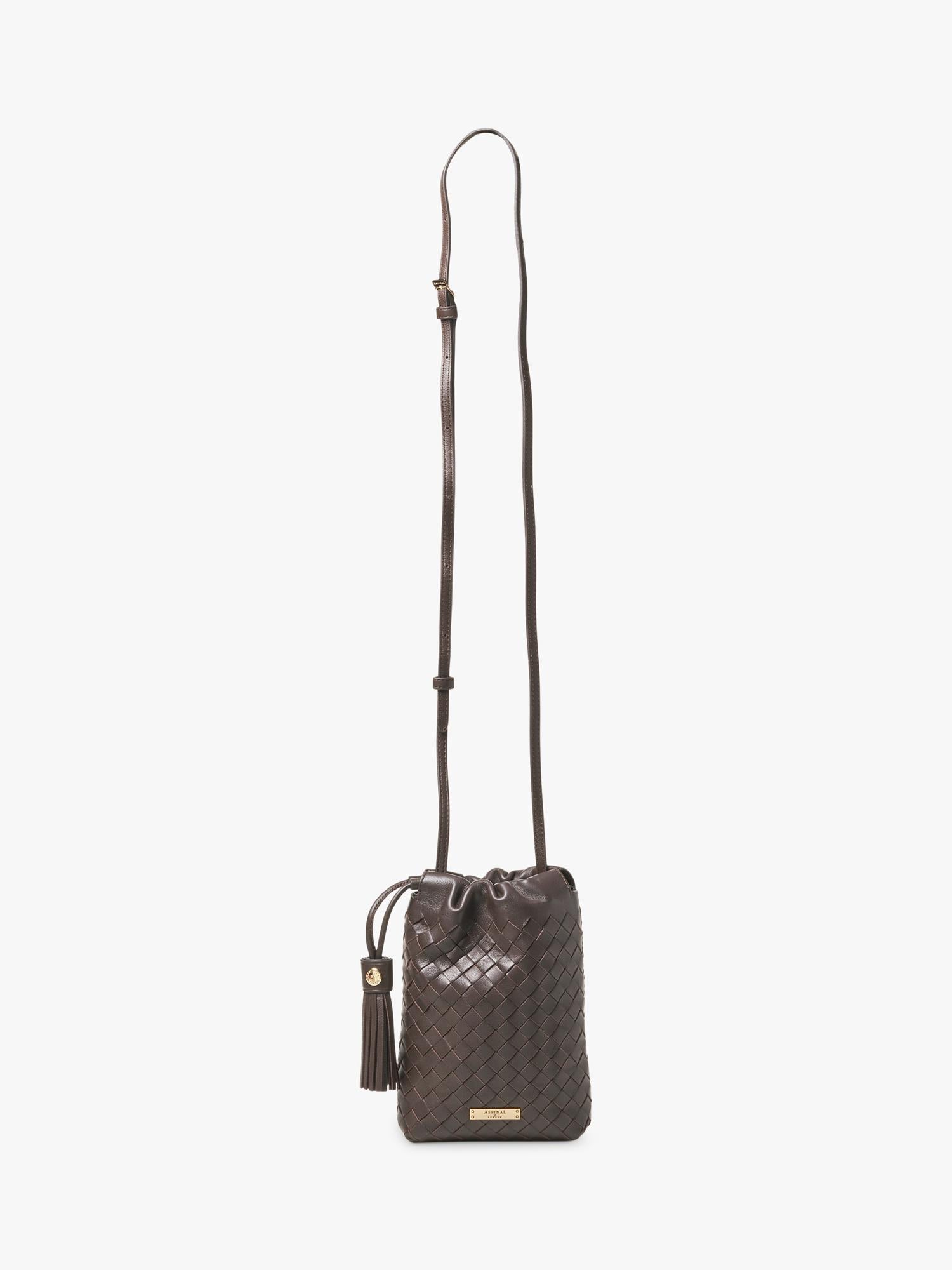 Aspinal of London crossbody pouch bag chocolate, UK version