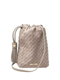 Aspinal of London Soho Slot Weave crossbody pouch taupe, imported from the UK