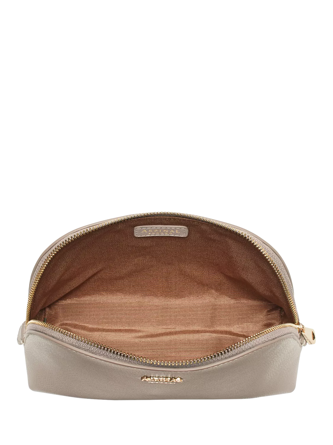 Aspinal of London makeup case taupe leather (British brand)