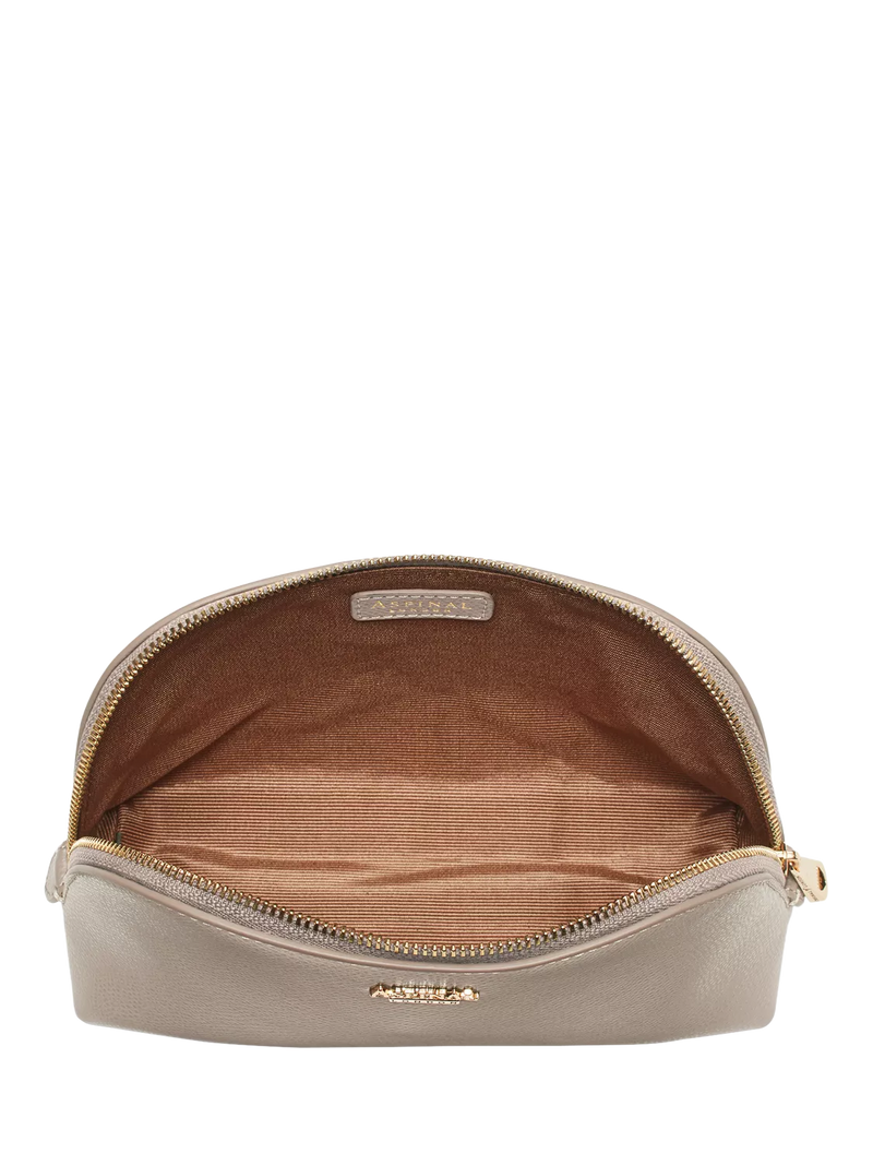 Aspinal of London makeup case taupe leather (British brand)