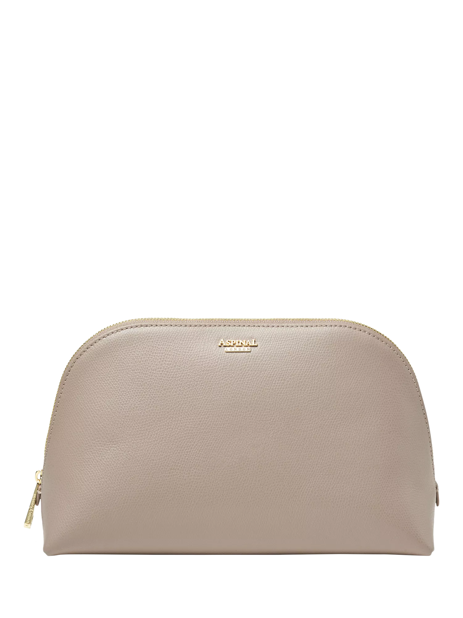 Aspinal of London leather toiletry bag in taupe, UK version