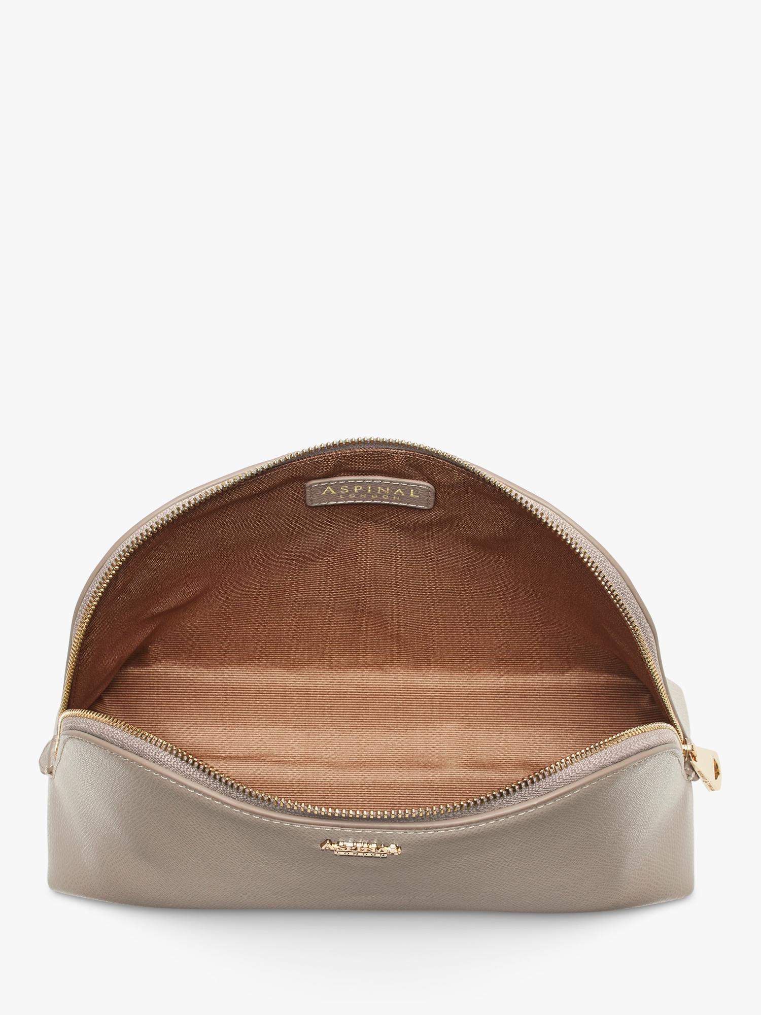 Aspinal of London leather toiletry bag in taupe, UK version