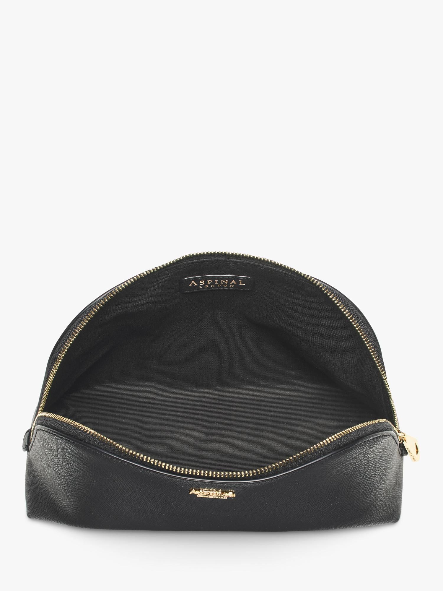 Aspinal of London black leather toiletry bag, imported from the UK