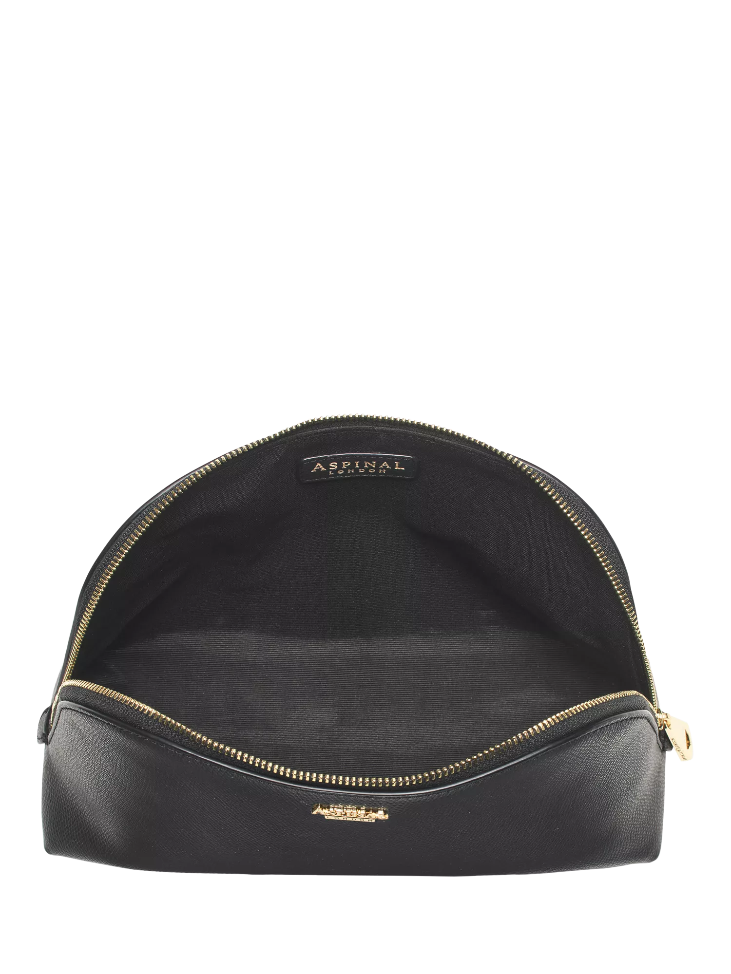 Aspinal of London black leather toiletry bag, imported from the UK