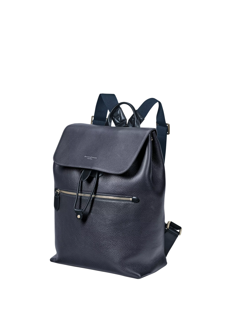 Aspinal of London Reporter Leather Backpack Navy, UK version