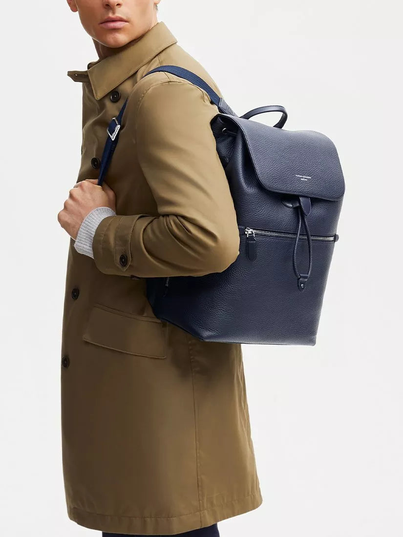 Aspinal of London Reporter Leather Backpack Navy, UK version