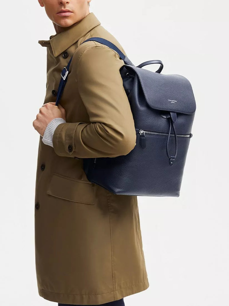 Aspinal of London Reporter Leather Backpack Navy, UK version