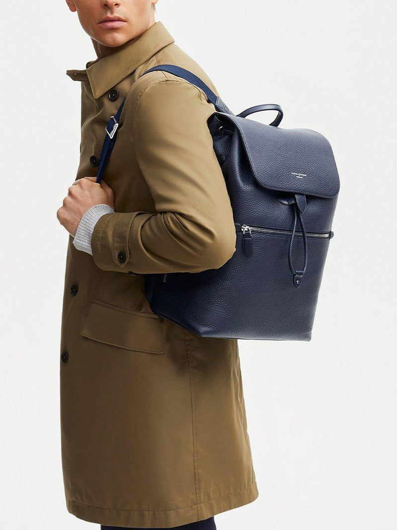 Aspinal of London Reporter Leather Backpack Navy, UK version