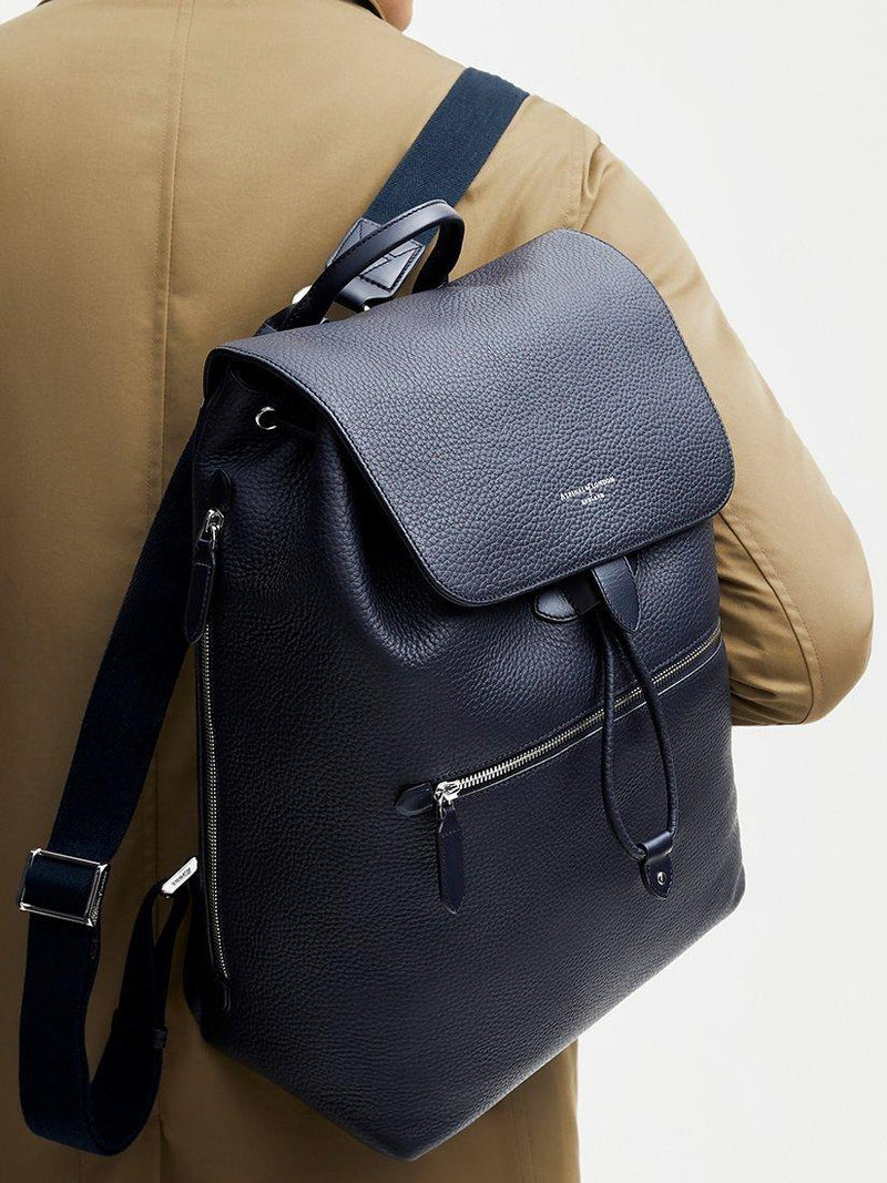 Aspinal of London Reporter Leather Backpack Navy, UK version