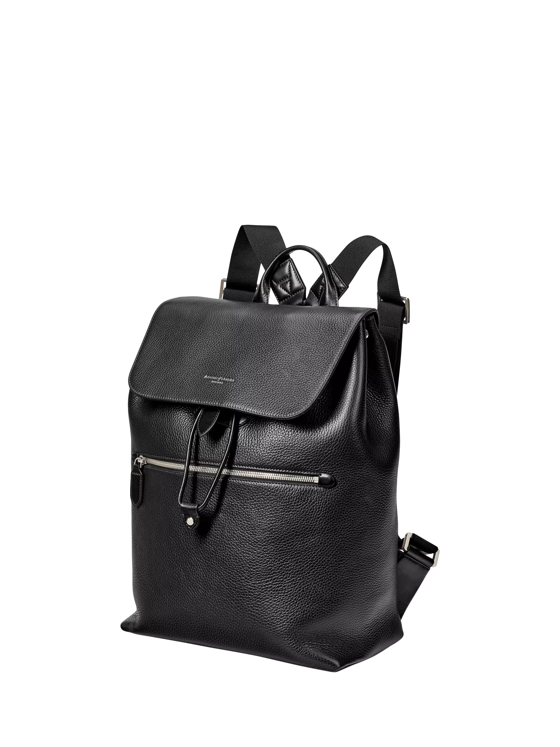 Aspinal of London Reporter leather backpack black, imported from the UK