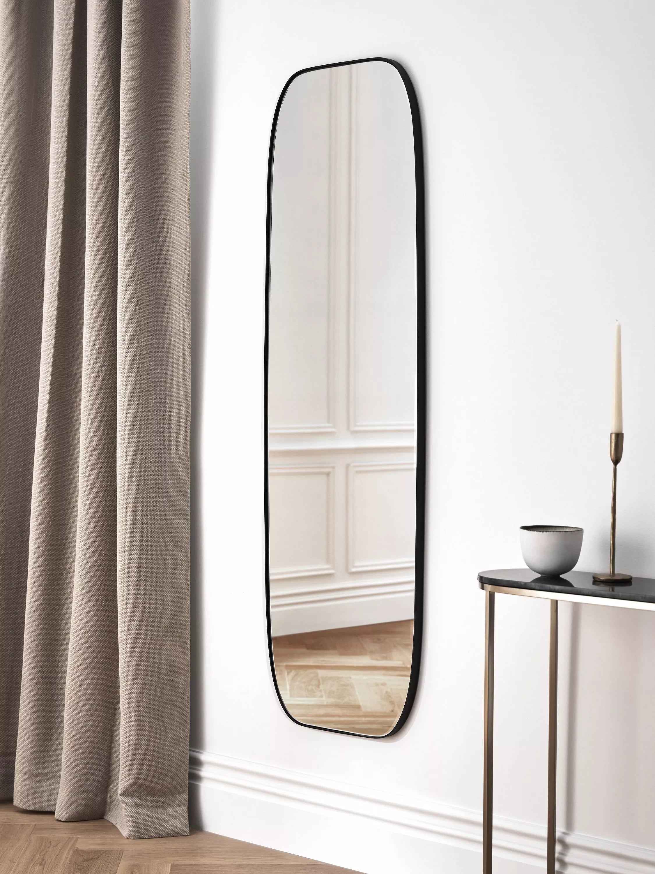 John Lewis full-length black mirror 160x50cm curved corners - British product