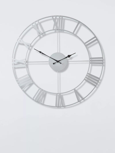 John Lewis John Lewis Roman Numeral Skeleton Wall Clock 60cm Silver/Black- Buy online at McGrocer