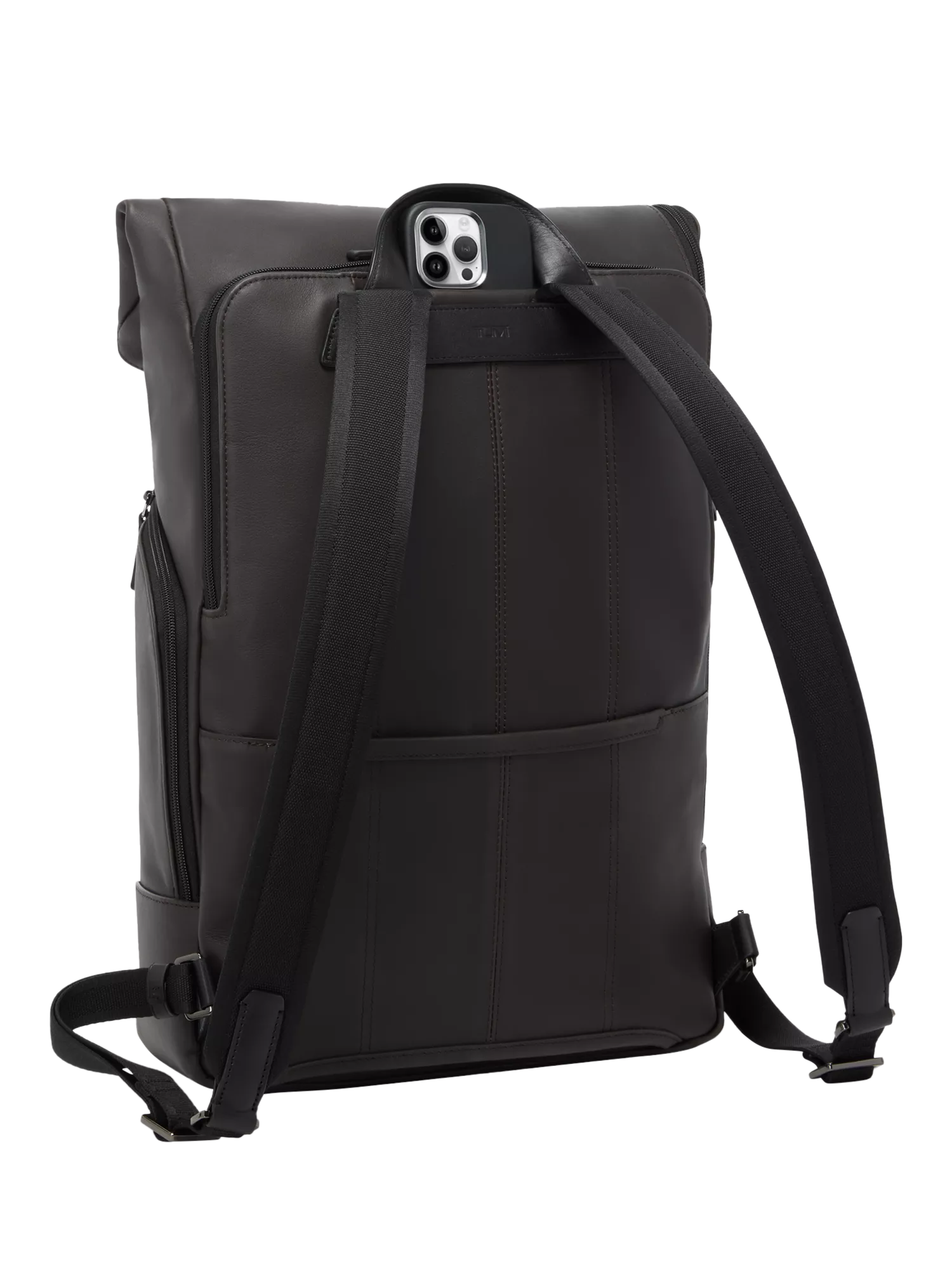 TUMI Osborn Roll Top Backpack in Espresso Brown Bombe, imported from the UK