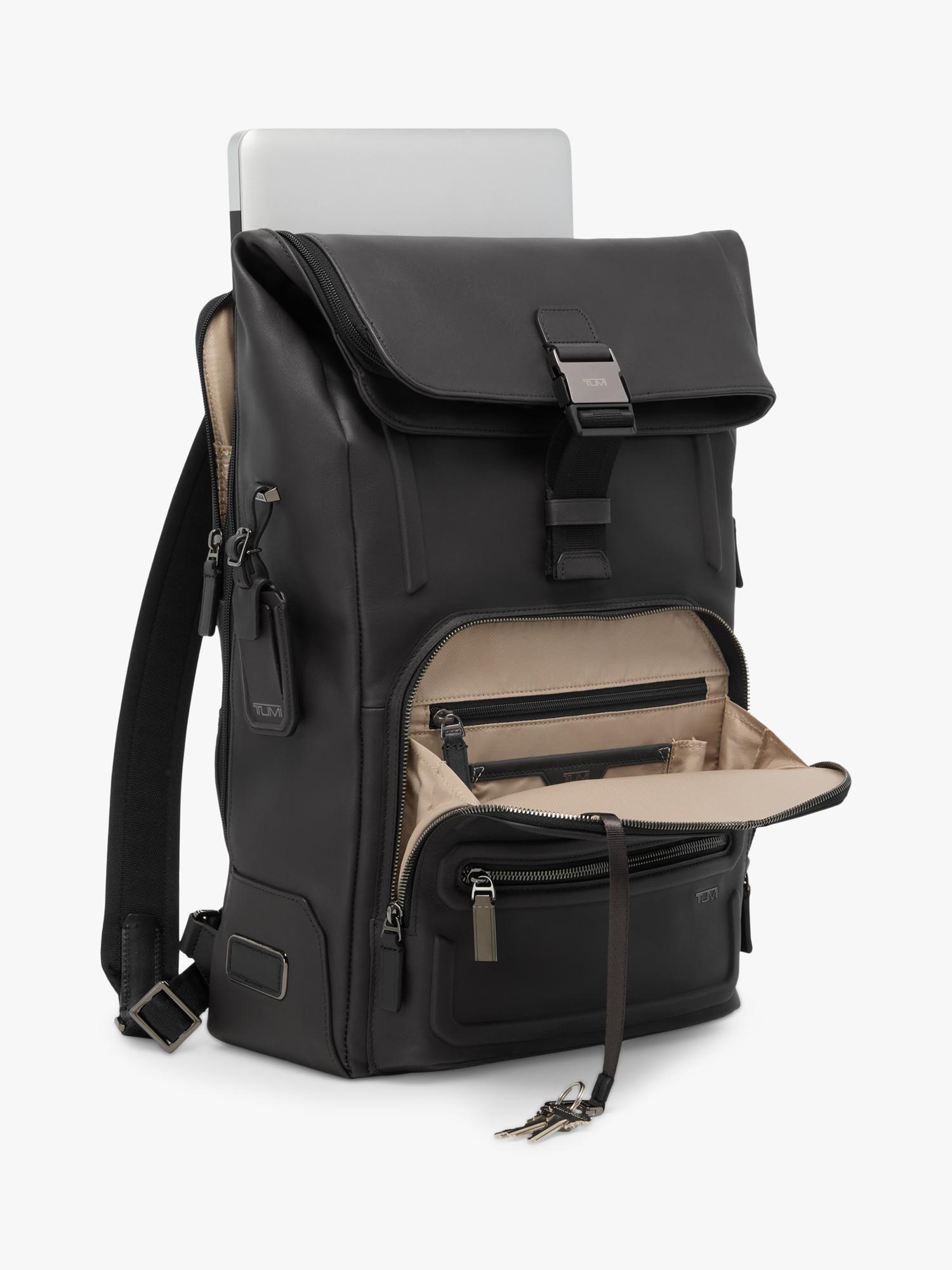 TUMI Osborn Roll Top Backpack in Espresso Brown Bombe, imported from the UK