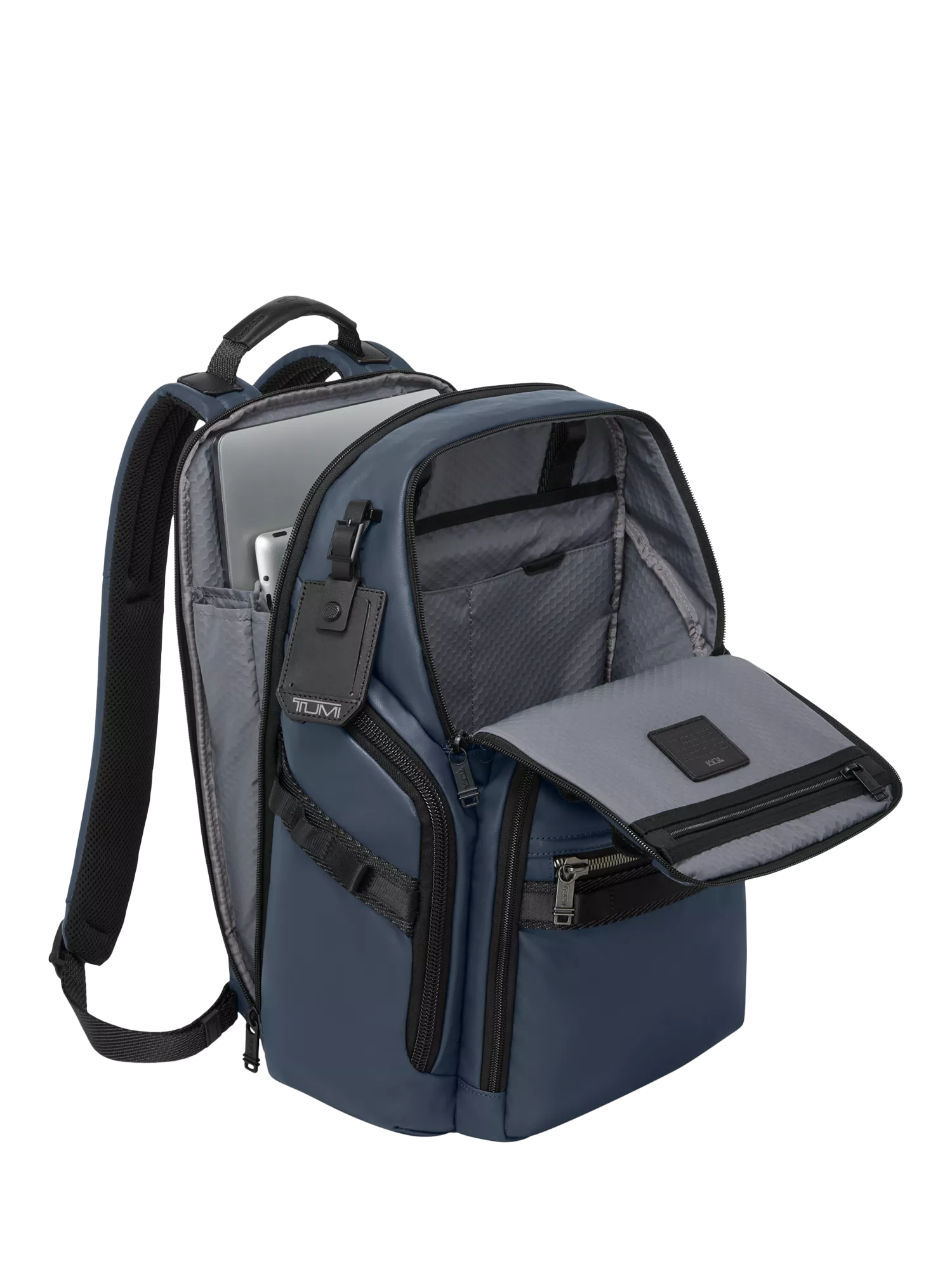 TUMI Search Backpack navy coated canvas (British brand)