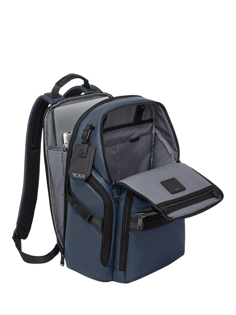 TUMI Search Backpack navy coated canvas (British brand)