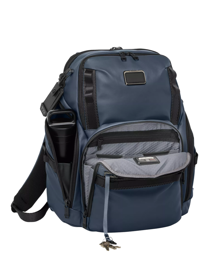 TUMI Search Backpack navy coated canvas (British brand)