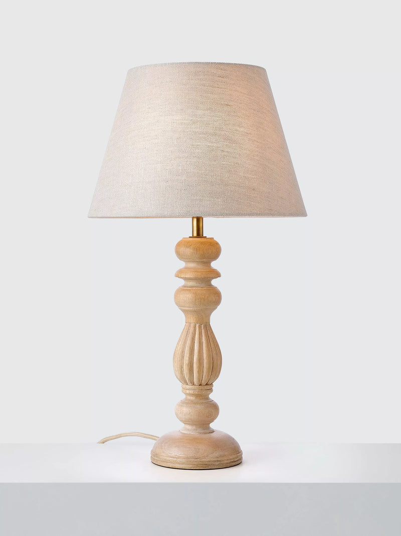 John Lewis Norma whitewashed mango wood lamp base, imported from the UK