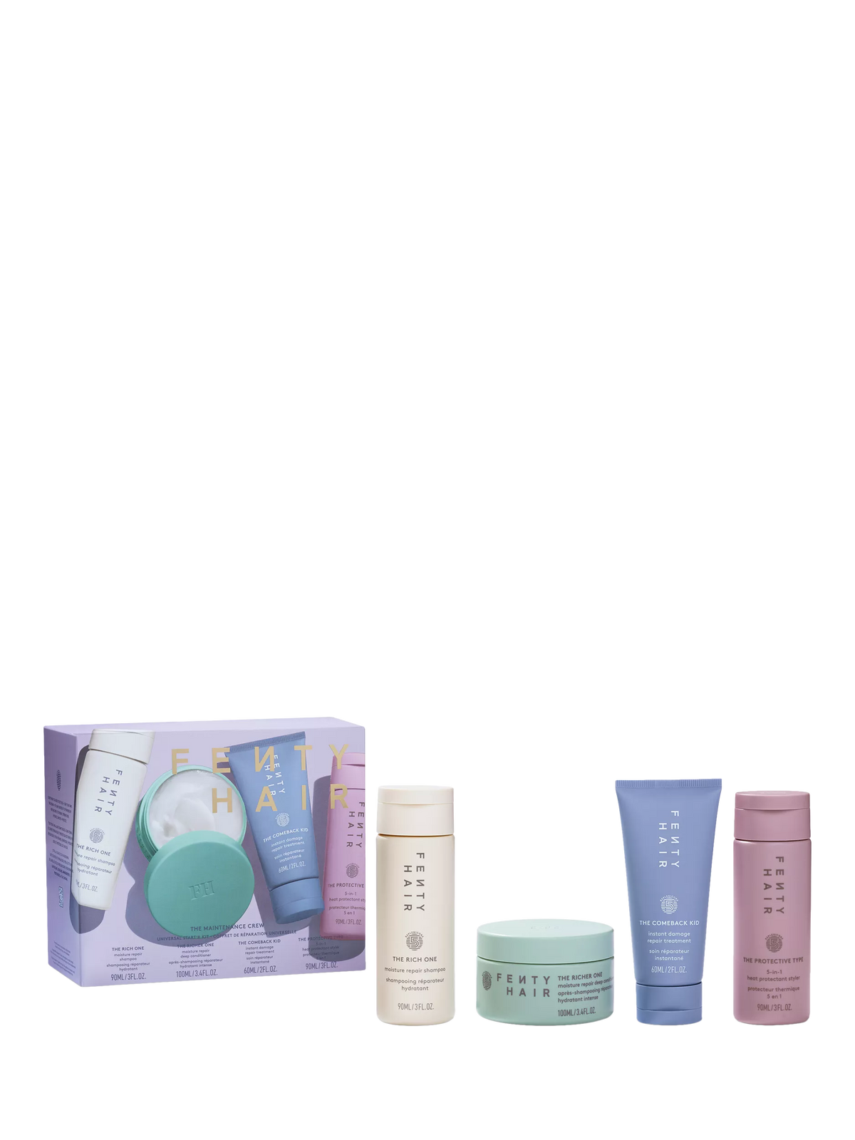 Fenty Hair Maintenance Crew gift set travel sizes (British brand)