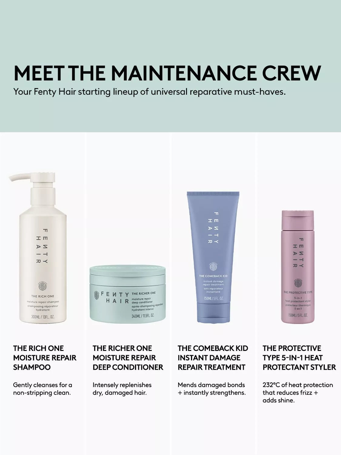 Fenty Hair Maintenance Crew gift set travel sizes (British brand)