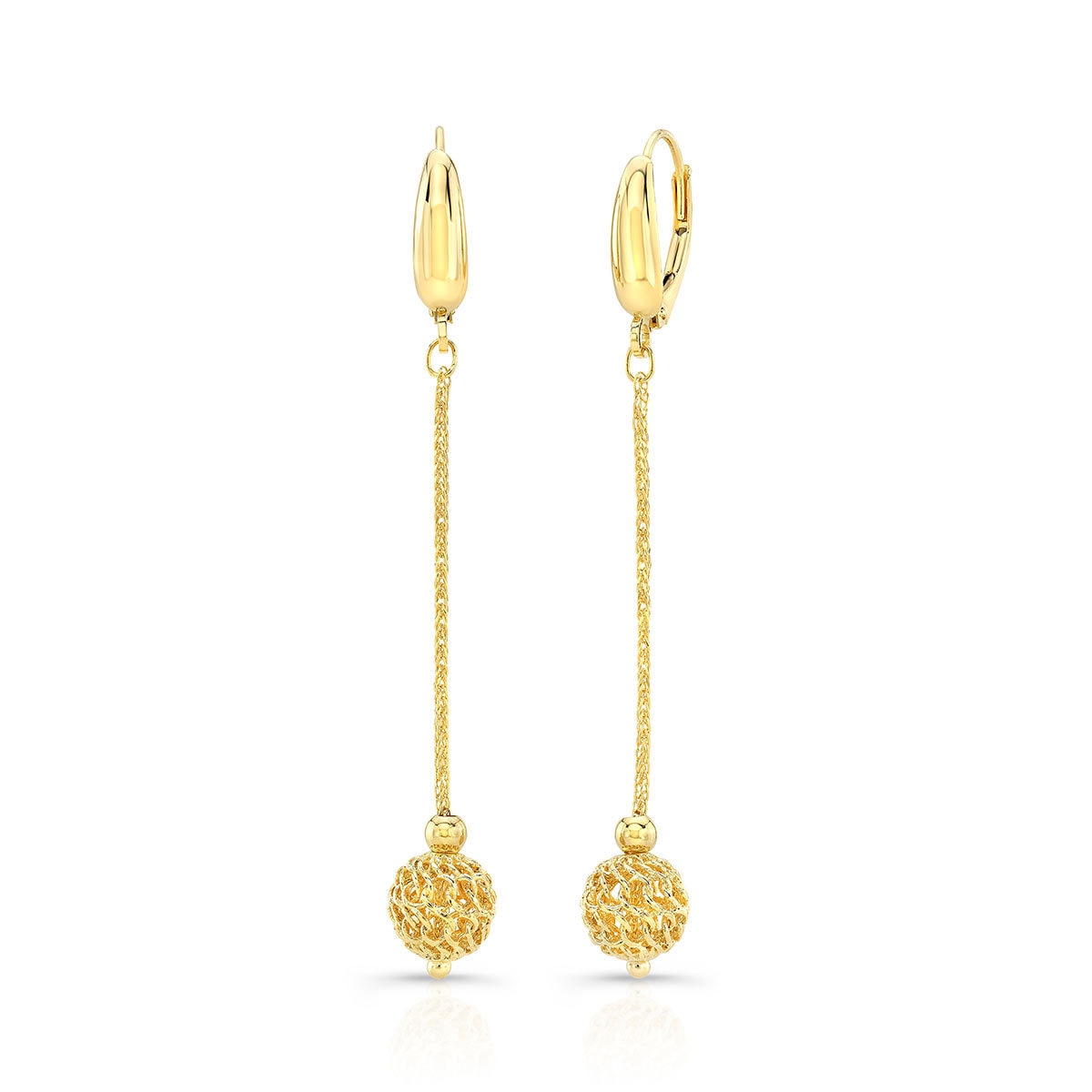 18ct yellow gold dangle ball earrings (British brand)