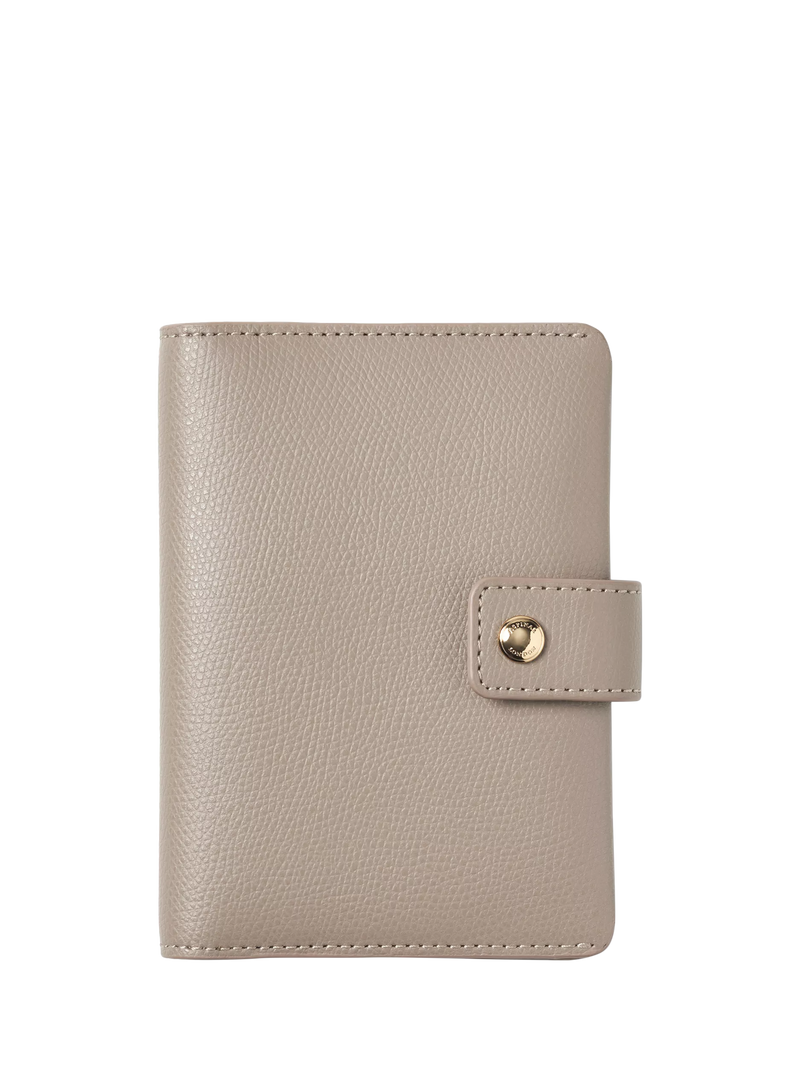 Aspinal of London leather duo passport cover taupe, imported from the UK