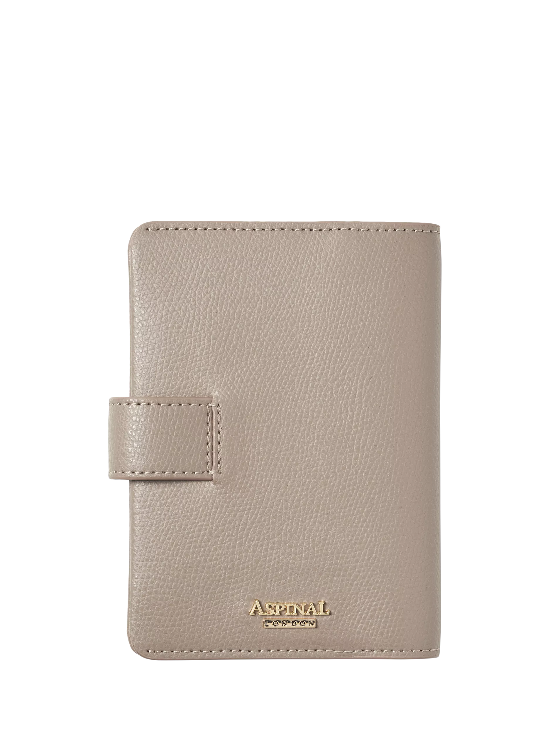 Aspinal of London leather duo passport cover taupe, imported from the UK