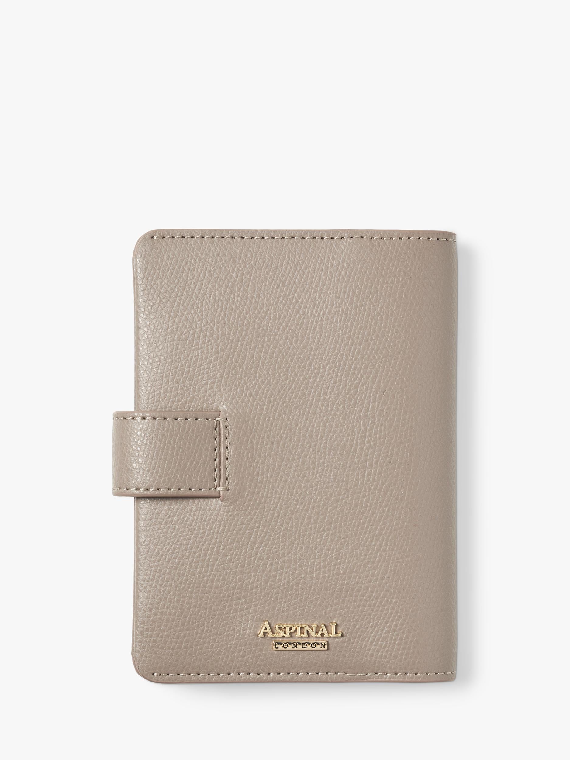 Aspinal of London leather duo passport cover taupe, imported from the UK