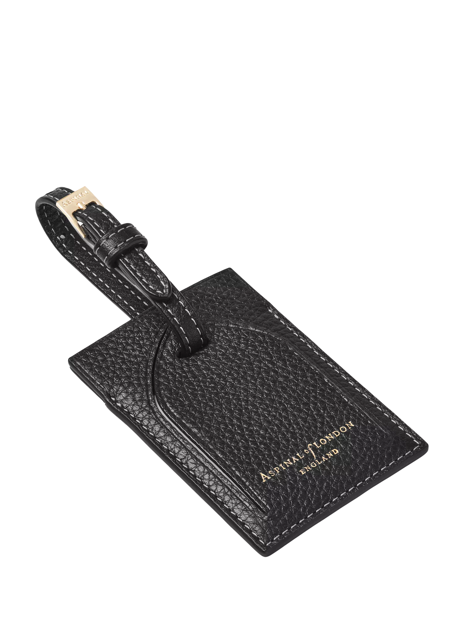 Aspinal of London leather luggage tag black, imported from the UK