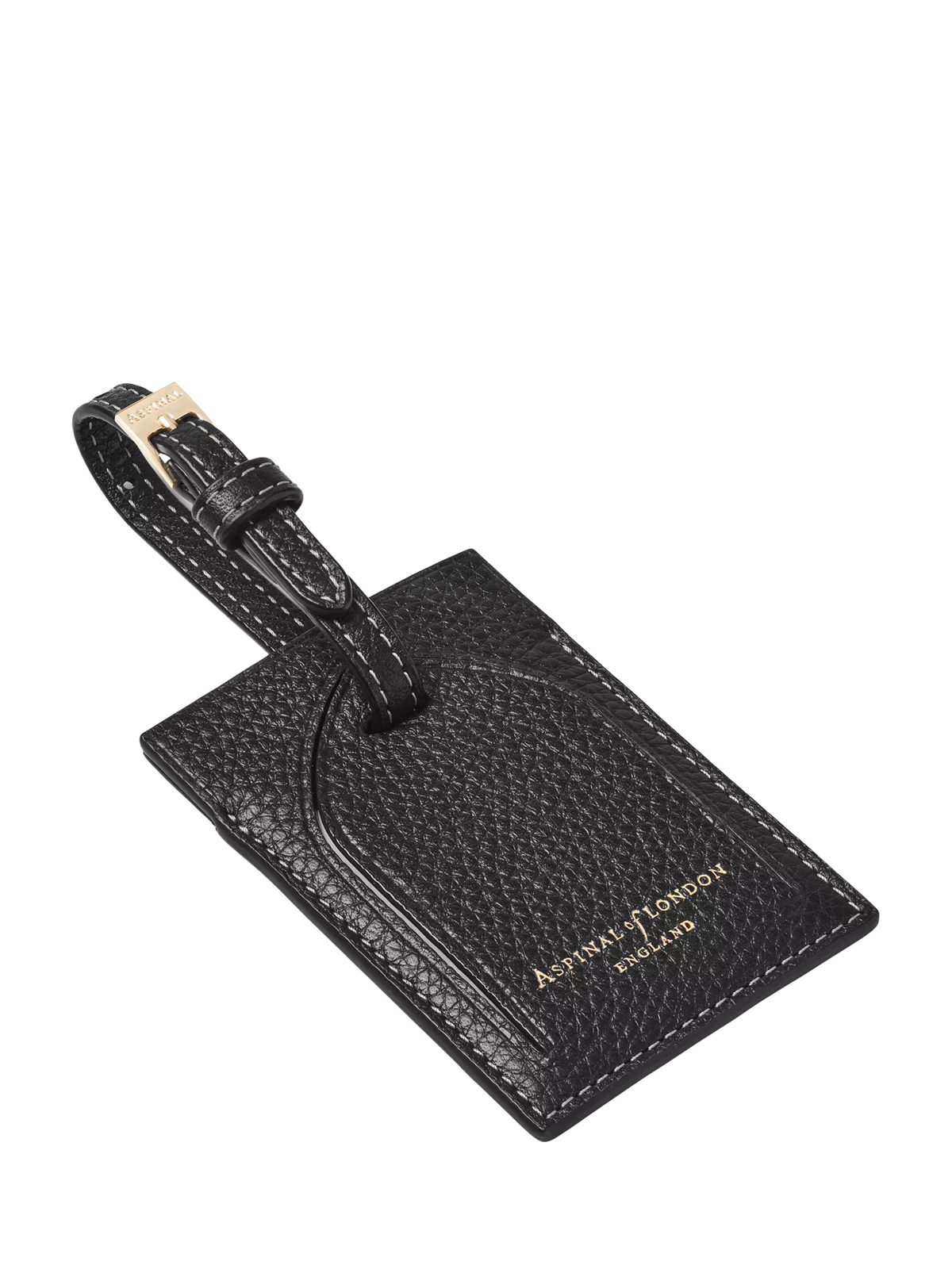 Aspinal of London leather luggage tag black, imported from the UK